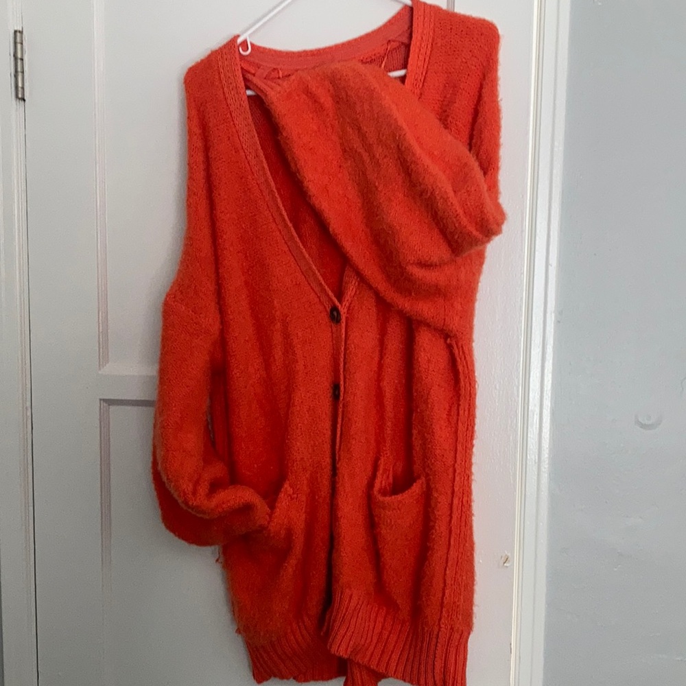 FREE PEOPLE orange ( pumpkin) long oversized sweater